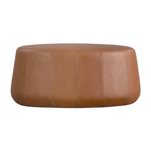Oval Upholstered Ottoman – 40" Faux Leather