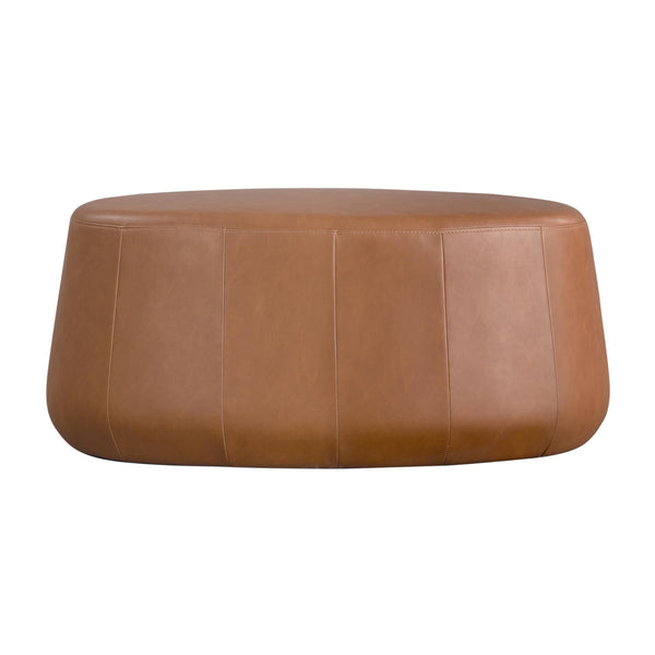 Oval Upholstered Ottoman – 40" Faux Leather