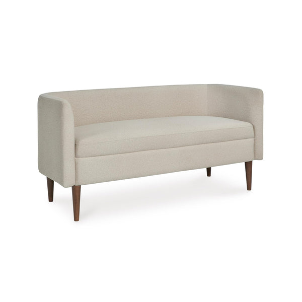 Upholstered Accent Bench with Curved Backrest, Beige