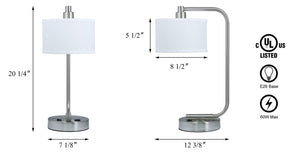 Modern Table Lamp with USB Charging Port & Fabric Shade