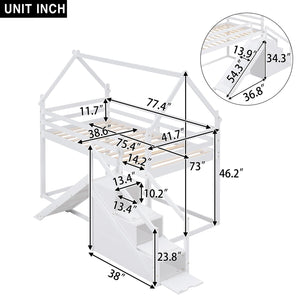 Twin Over Twin Bunk Bed with Storage Stairs & Guardrails