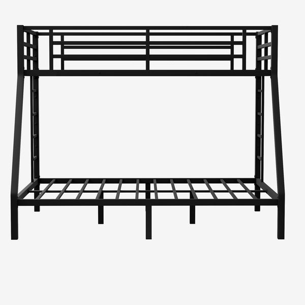 Twin XL over Queen Metal Bunk Bed with Ladders & Guardrail