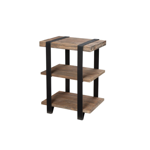 Reclaimed Wood & Metal 2-Shelf End Table