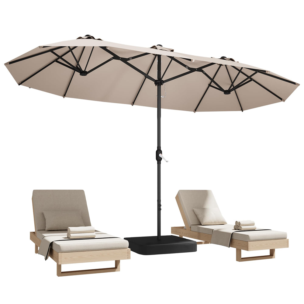15ft x 9ft Double-Sided Rectangular Patio Umbrella with Crank & Base
