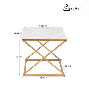 3-Piece Faux Marble Nesting Coffee Table Set with Gold Metal Frame