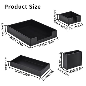 4-Piece Faux Leather Desk Organizer Set