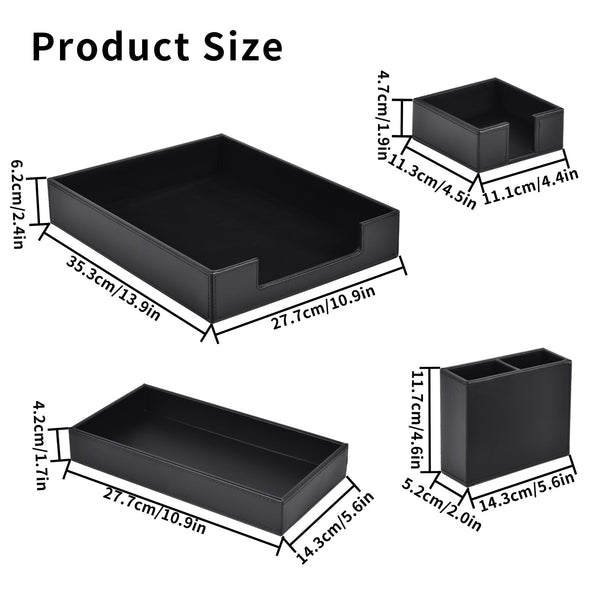 4-Piece Faux Leather Desk Organizer Set