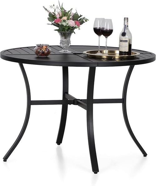 Round Outdoor Dining Table with Umbrella Hole
