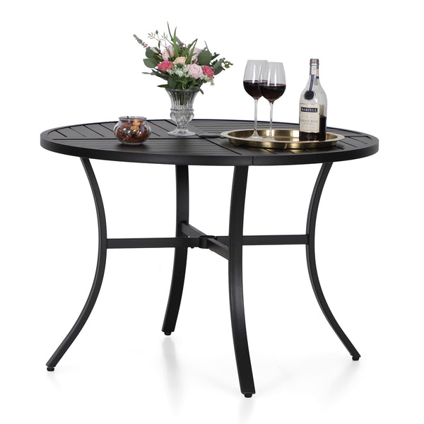 Round Outdoor Dining Table with Umbrella Hole
