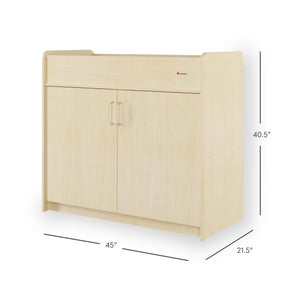 Commercial Daycare Changing Table with Locking Cabinet and Built-In Shelves