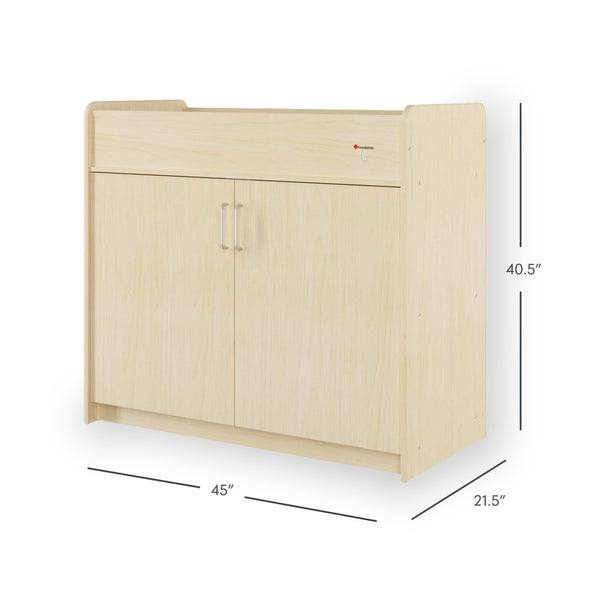 Commercial Daycare Changing Table with Locking Cabinet and Built-In Shelves