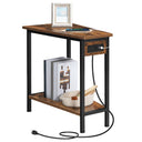 Wedge End Table with Charging Station & Open Shelves
