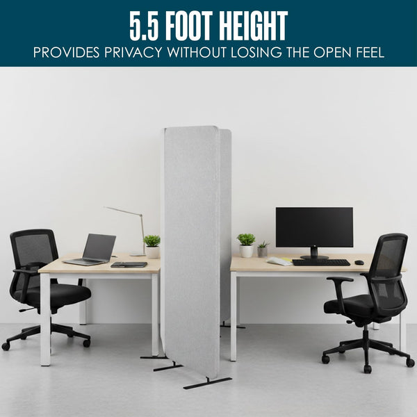 Acoustic Office Partition Wall Divider – 3-Panel, 72" x 67", Grey