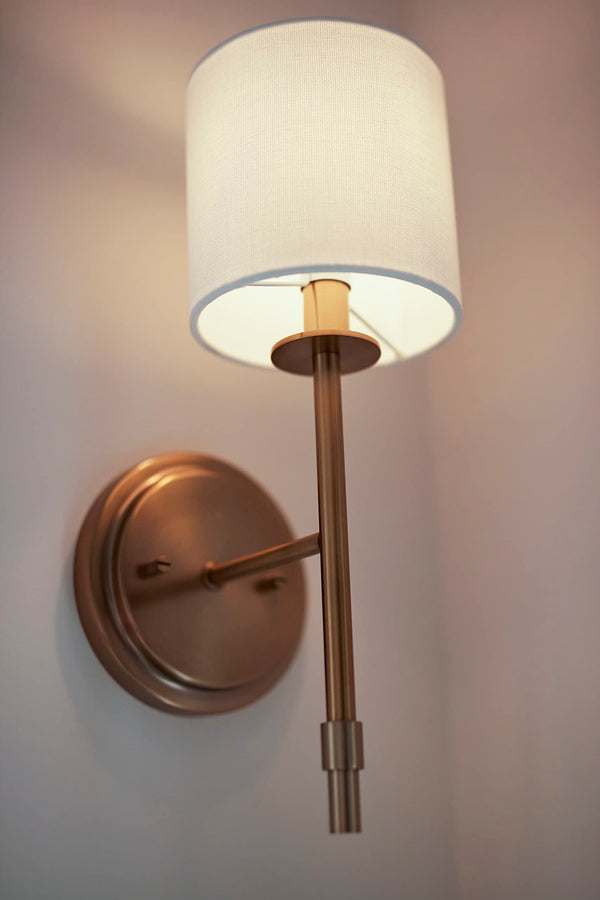 Modern Metal Vanity Wall Sconce with Fabric Shade