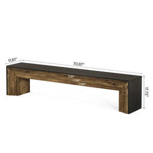 71" Extra Long Entryway Bench with Layered Design