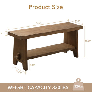 Solid Wood Farmhouse Entryway Bench