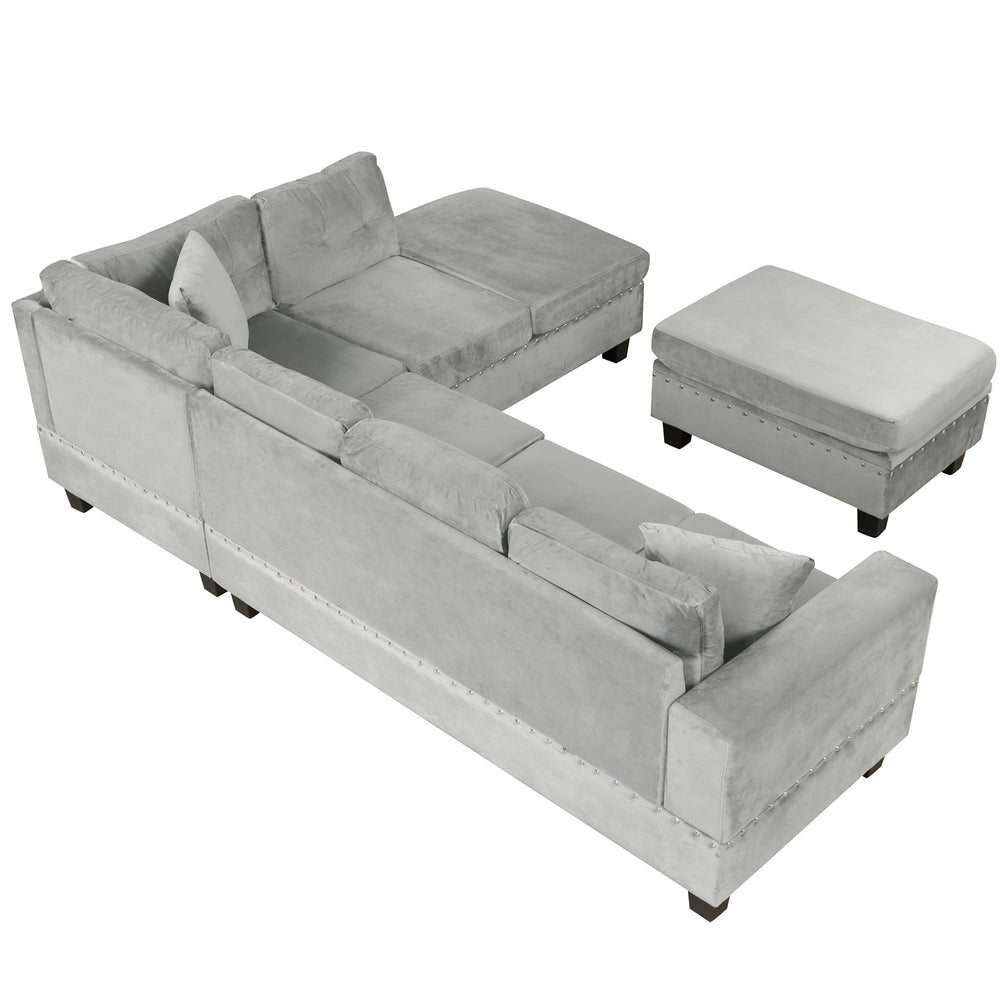 L-Shaped Sectional Sofa with Storage Ottoman & Reversible Chaise