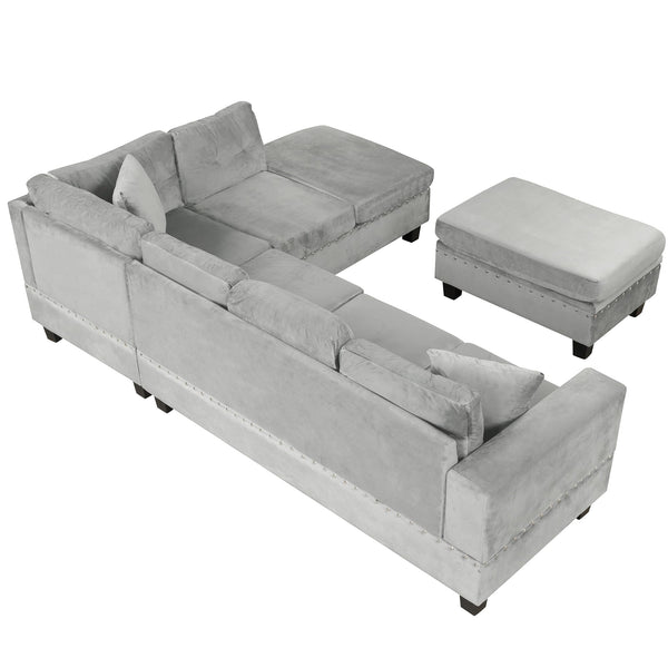 L-Shaped Sectional Sofa with Storage Ottoman & Reversible Chaise