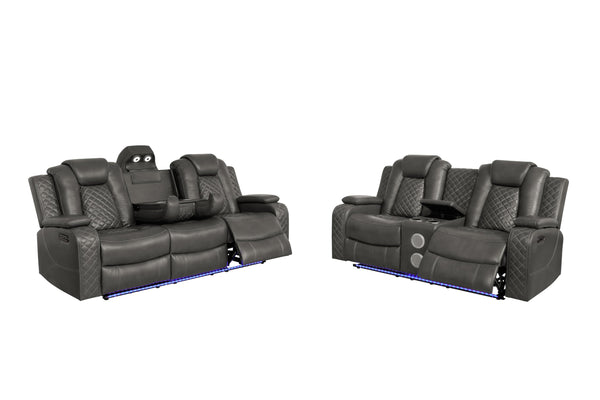 3-Piece Power Recliner Sofa Set with LED & Wireless Charging