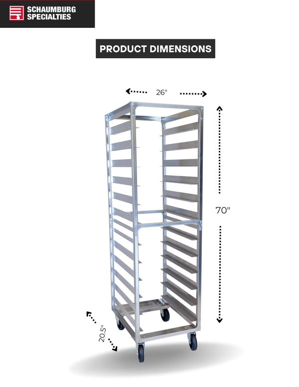 Commercial Aluminum Bun Pan Rack – 20 Tier Speed Rack with Plate Casters