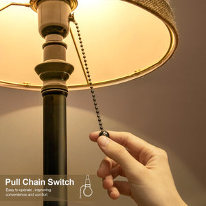Small Pull Chain Table Lamp with Fabric Shade 19.5"