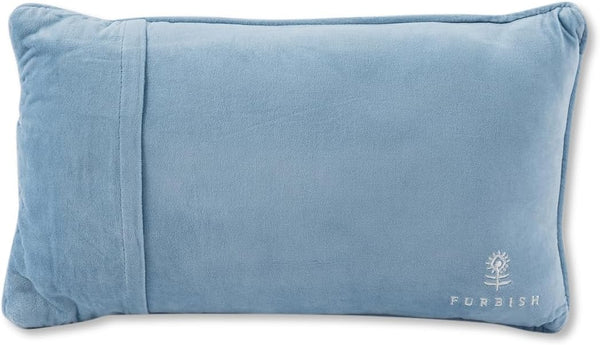 Needlepoint Throw Pillow – Blue Wool Embroidered Accent