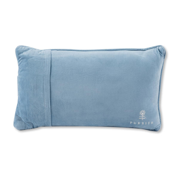 Needlepoint Throw Pillow – Blue Wool Embroidered Accent