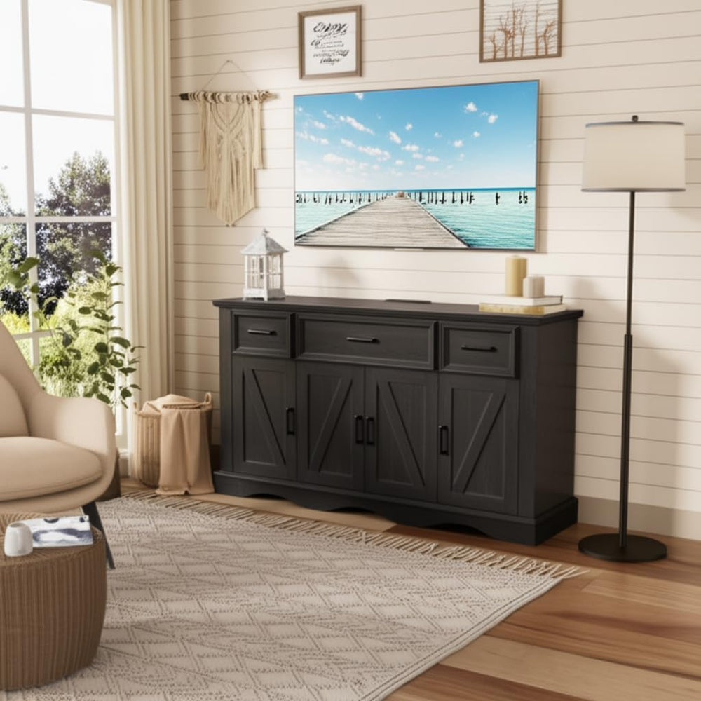 56" Buffet Cabinet with Storage – Farmhouse Sideboard with Drawers, Doors & Adjustable Shelves