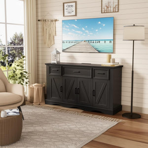 56" Buffet Cabinet with Storage – Farmhouse Sideboard with Drawers, Doors & Adjustable Shelves