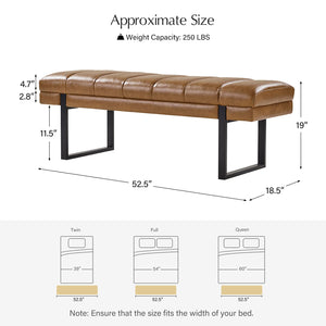 Upholstered Entryway Bench with Tufted Seat & Metal Legs