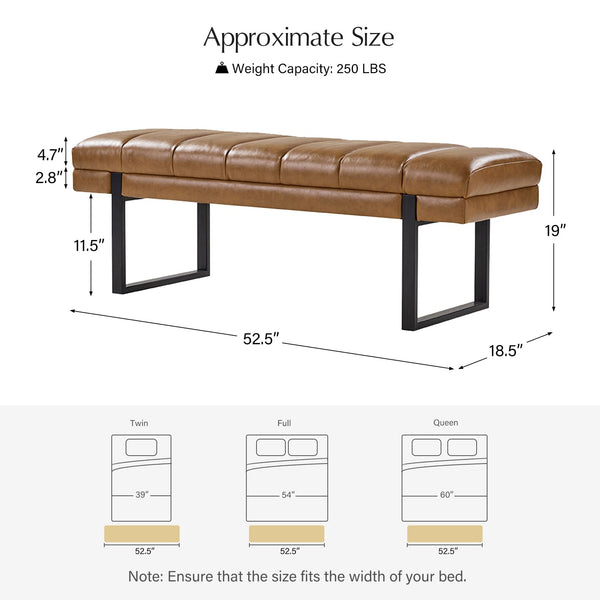 Upholstered Entryway Bench with Tufted Seat & Metal Legs