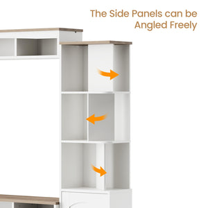 101" Wall Unit Entertainment Center with LED & Sliding Doors – White