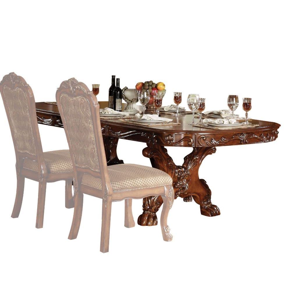 9-Piece Formal Dining Set – Extendable Pedestal Table & 8 Upholstered Chairs