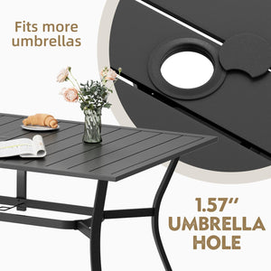 Outdoor Metal Dining Table with Umbrella Hole – 4 Sizes