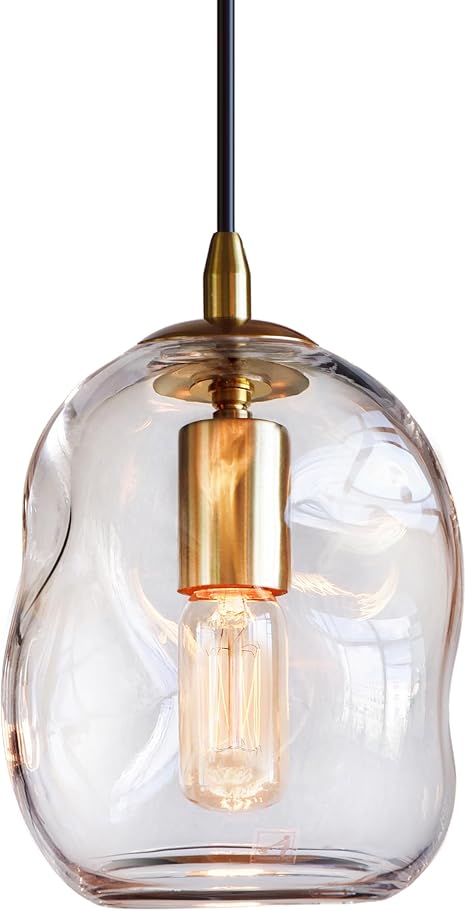Clear Glass Globe Pendant Lights with Brass Hardware