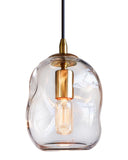 Hand Blown Glass Globe Pendant Light – Clear & Gold