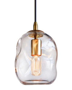 Hand Blown Glass Globe Pendant Light – Clear & Gold