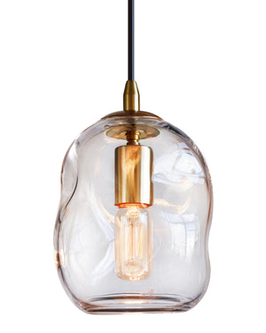 Hand Blown Glass Globe Pendant Light – Clear & Gold