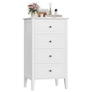4-Drawer Wood Dresser with Metal Handles — White