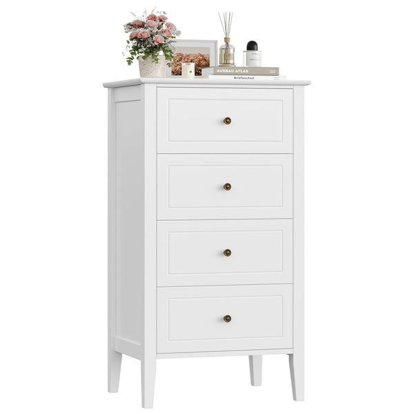 4-Drawer Wood Dresser with Metal Handles — White