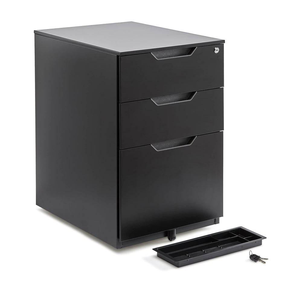 3-Drawer Mobile File Cabinet with Lock