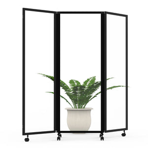 3-Panel Trifold Acrylic Room Divider with Casters