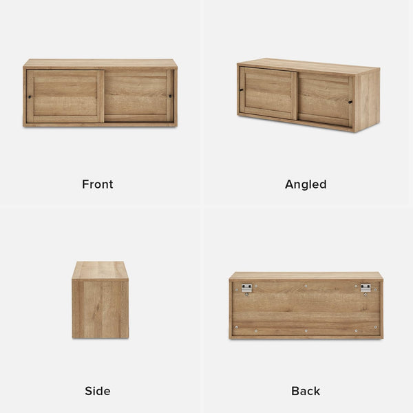 Floating TV Shelf with Wall-Mounted Display & Storage Shelves