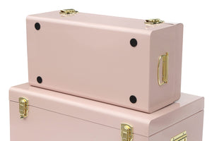 Metal Storage Trunk Set of 2 with Locking Clasps