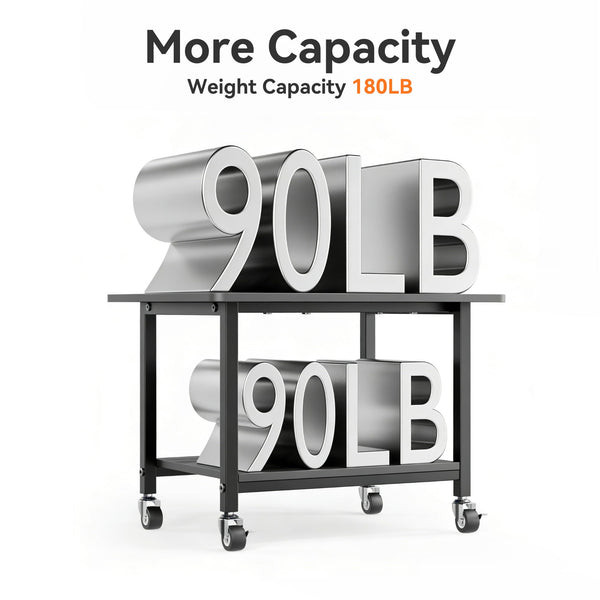 2-Tier Rolling Printer Stand with Lockable Wheels