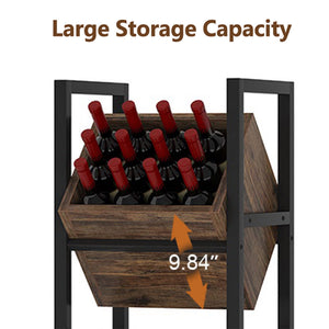 3-Tier Freestanding Wooden Wine Rack with Metal Frame