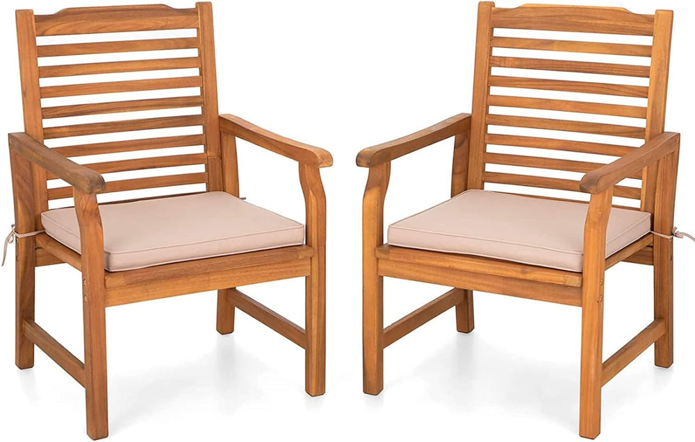Acacia Wood Outdoor Dining Chairs with Cushions