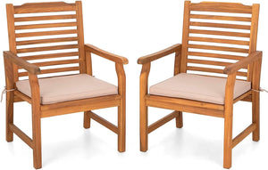 Acacia Wood Outdoor Dining Chairs with Cushions
