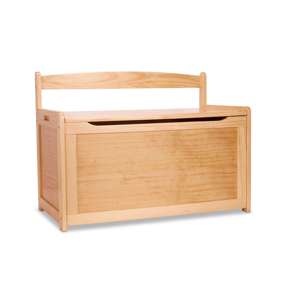Wooden Toy Chest with Safety-Hinged Lid