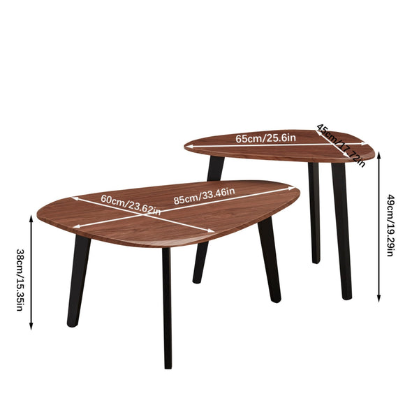 Nesting Coffee Table Set of 2 – Mid-Century Modern with Solid Wood Legs